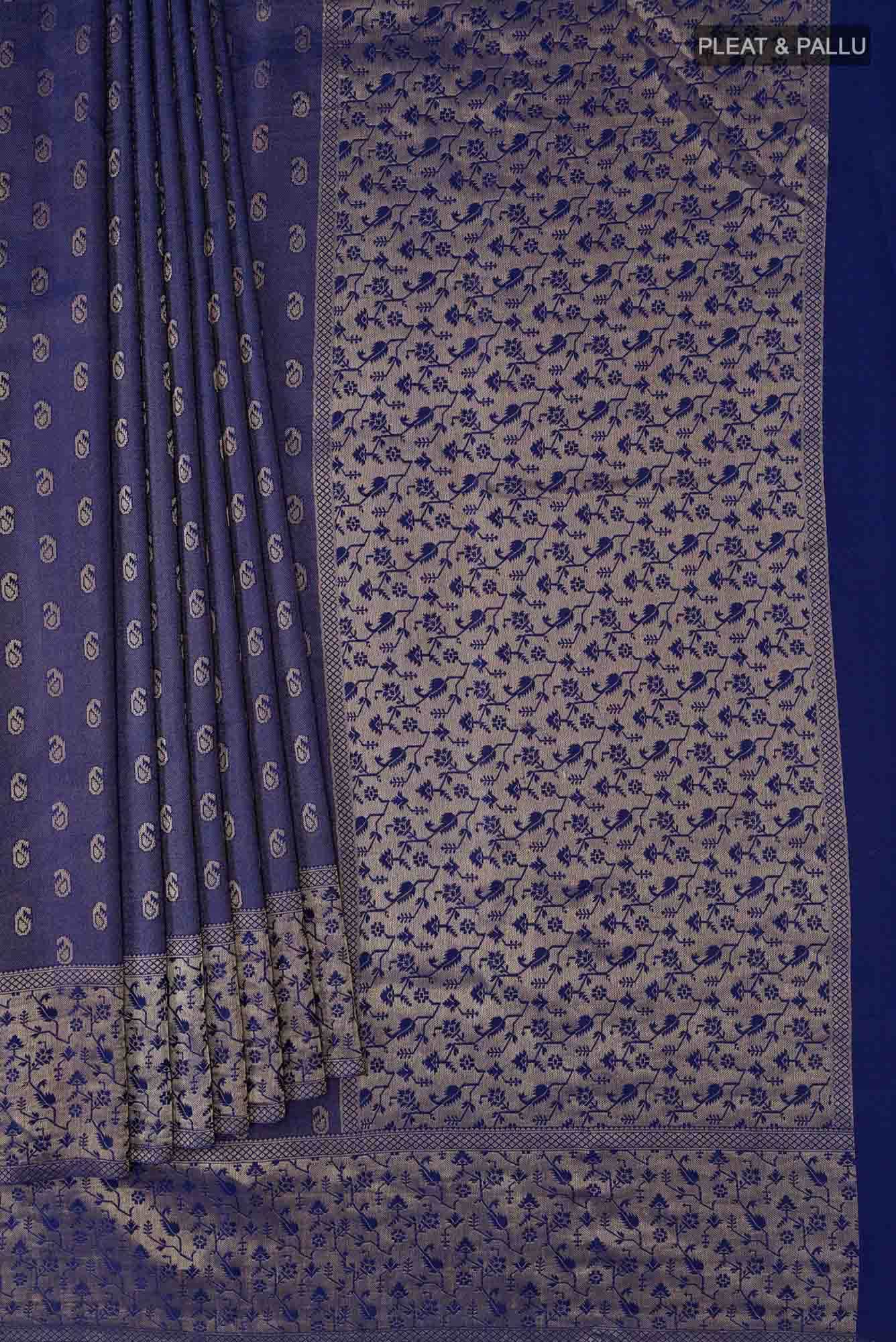 Blue Mysore Crepe Saree