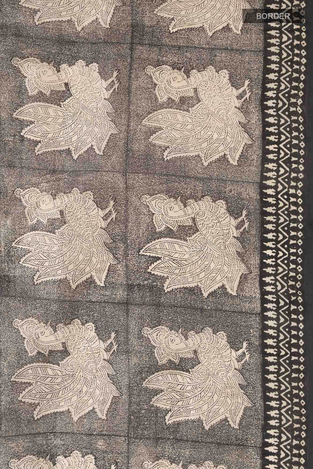 Beige Printed Silk Saree