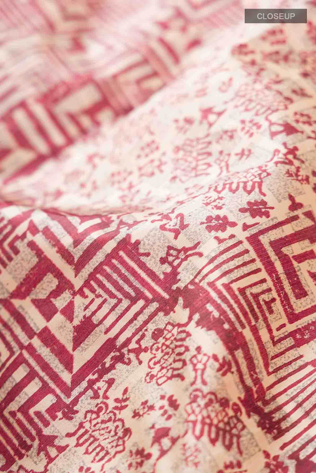 Cream Printed Silk Saree