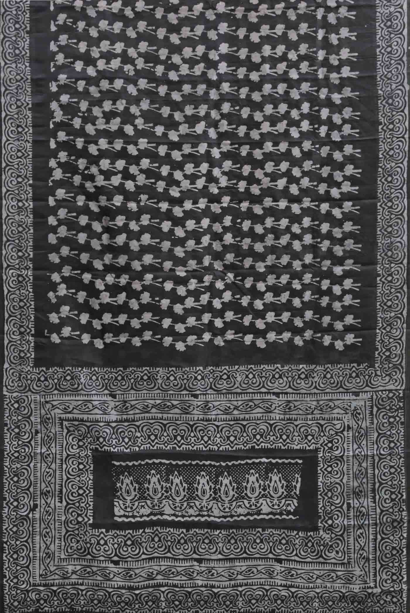 Black Printed Silk Saree