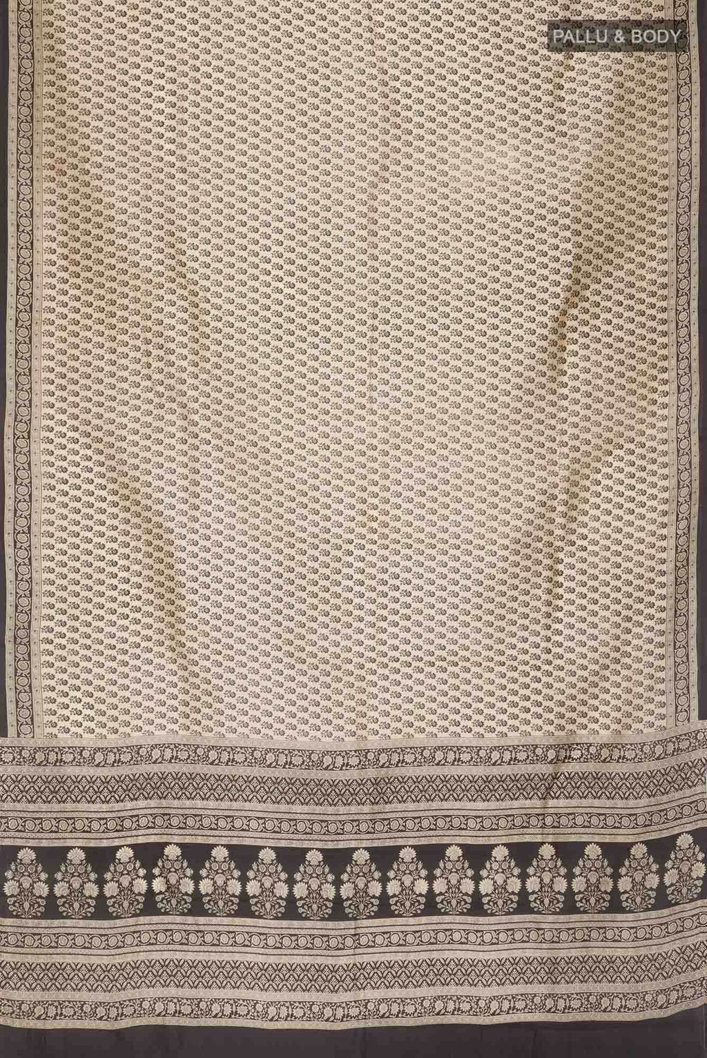 Beige Printed Silk Saree