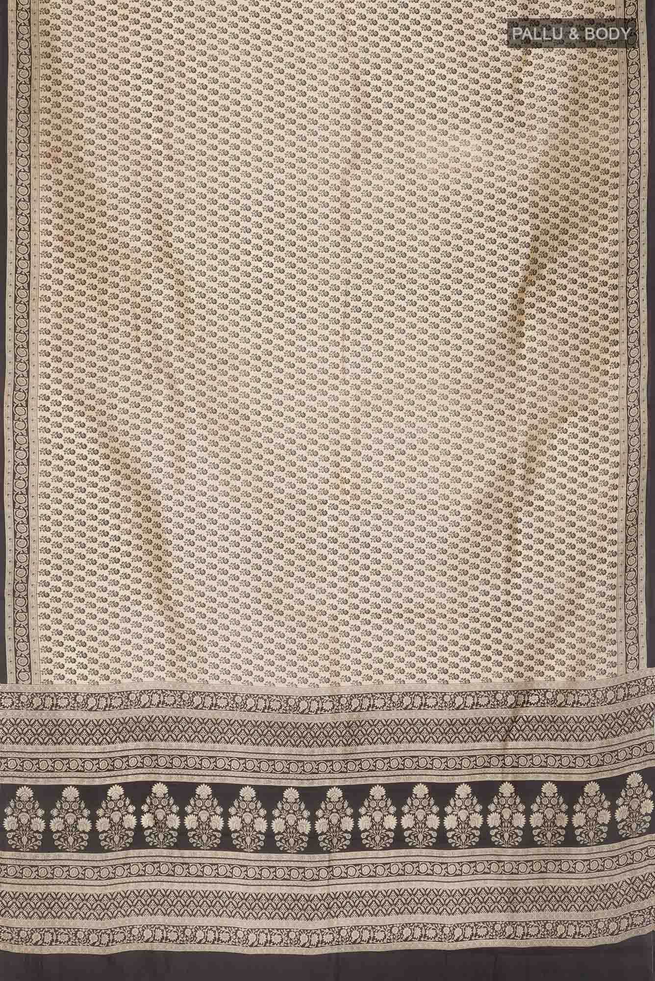Beige Printed Silk Saree