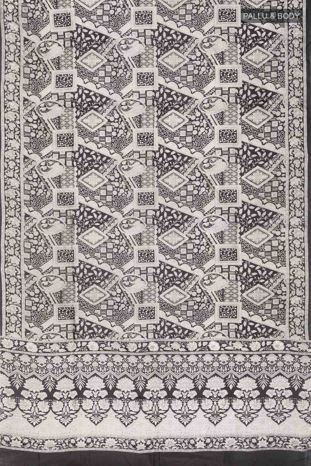 Black Printed Silk Saree