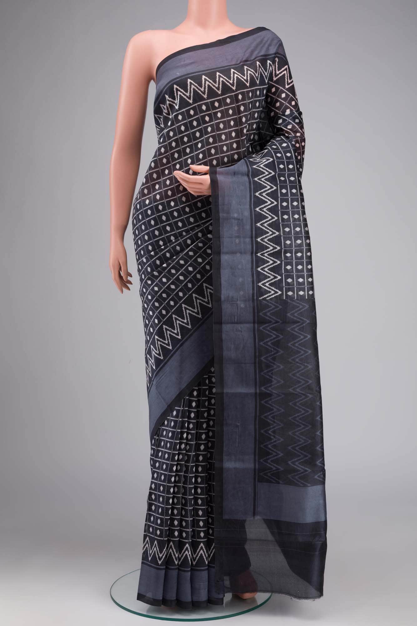 Black Printed Silk Saree