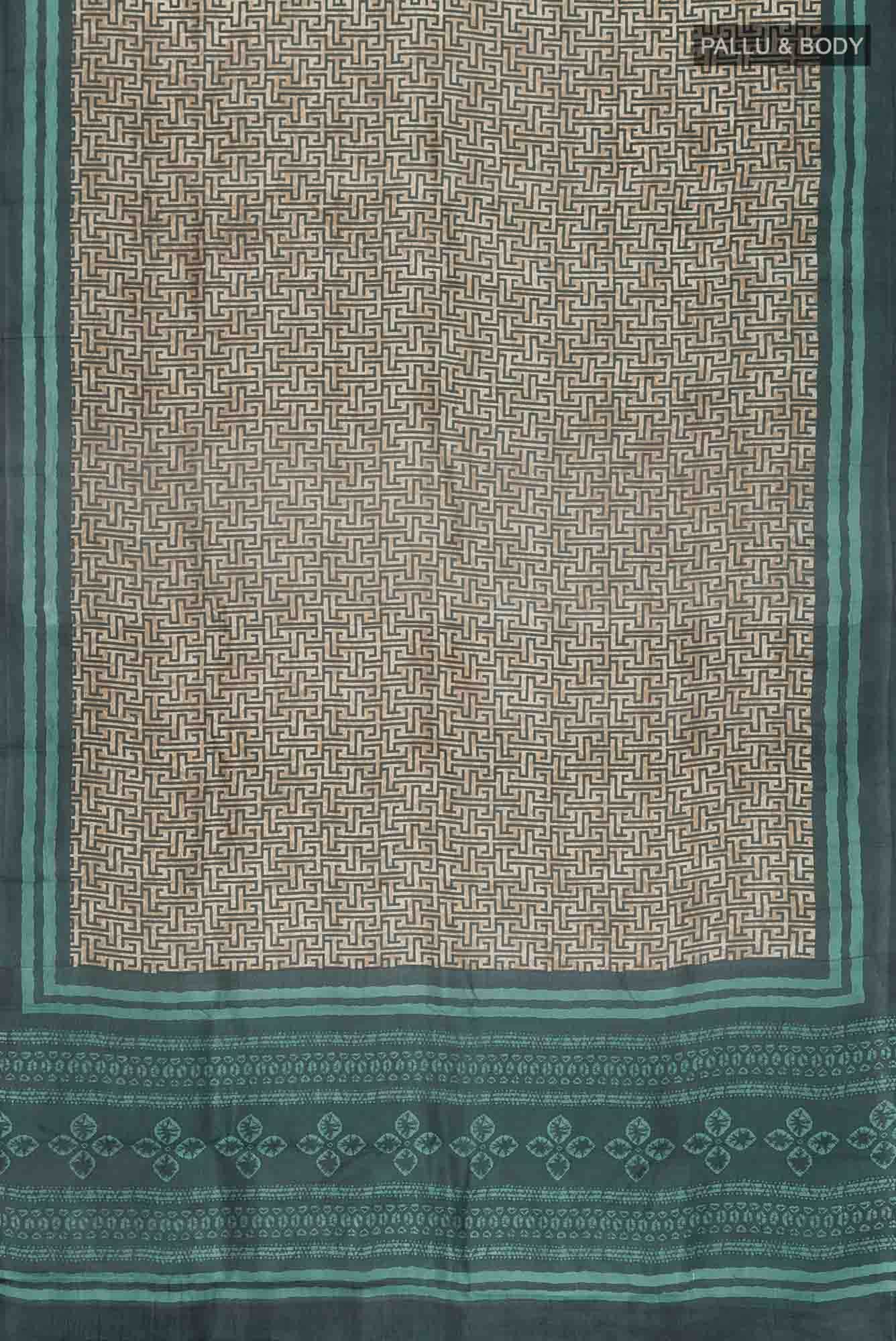 Beige Printed Silk Saree