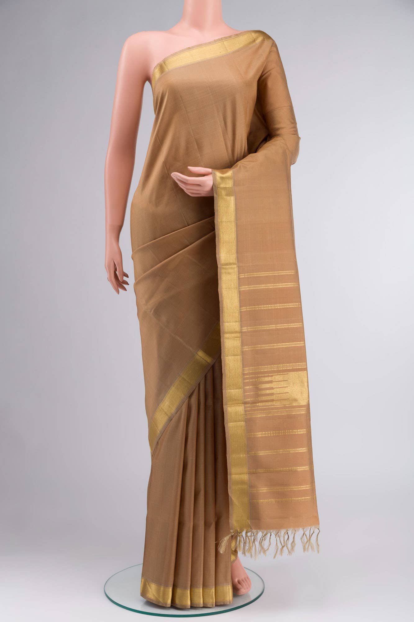 Beige Kanchipuram Silk Saree