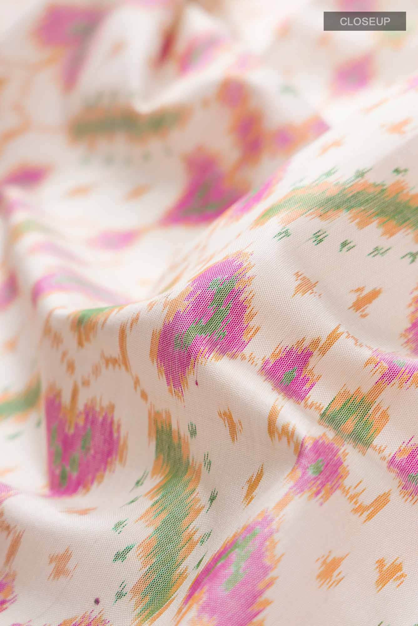 Cream Rajkot Patola Silk Saree