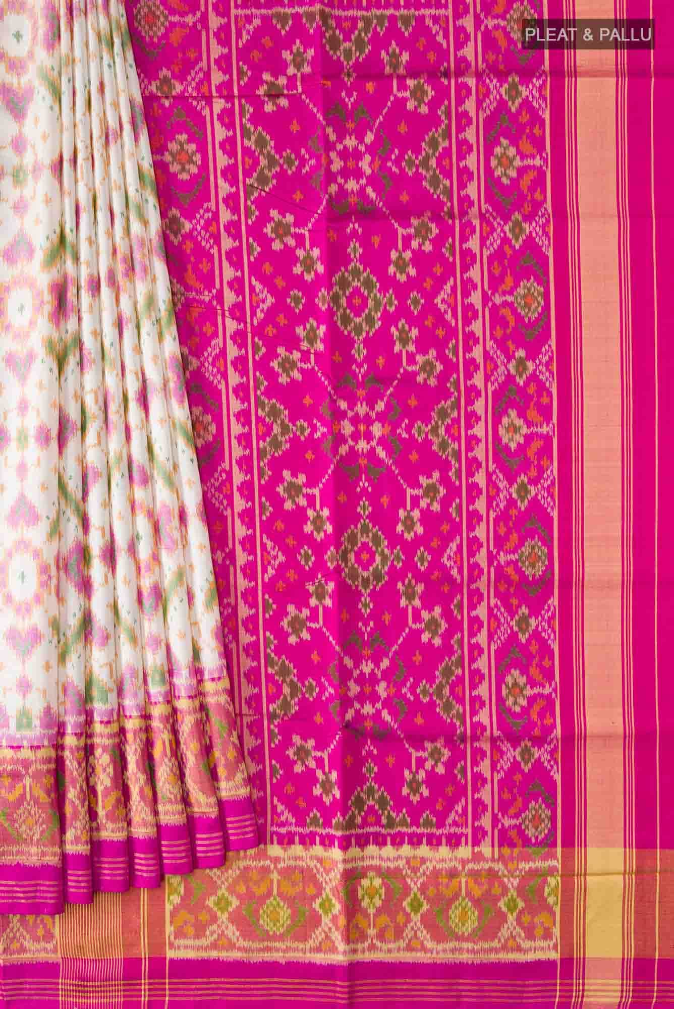 Cream Rajkot Patola Silk Saree