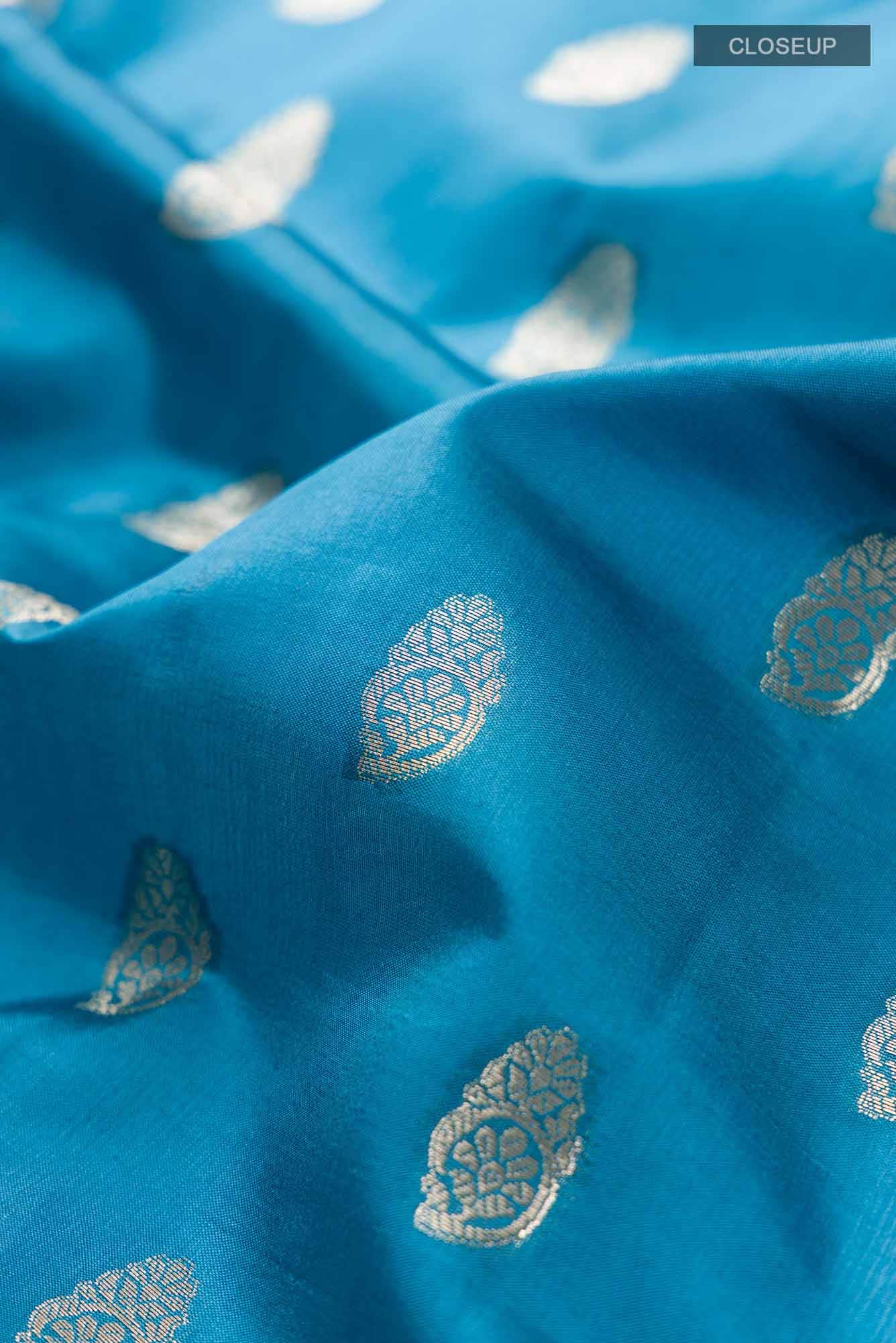 Blue Banarasi Raw Silk Saree