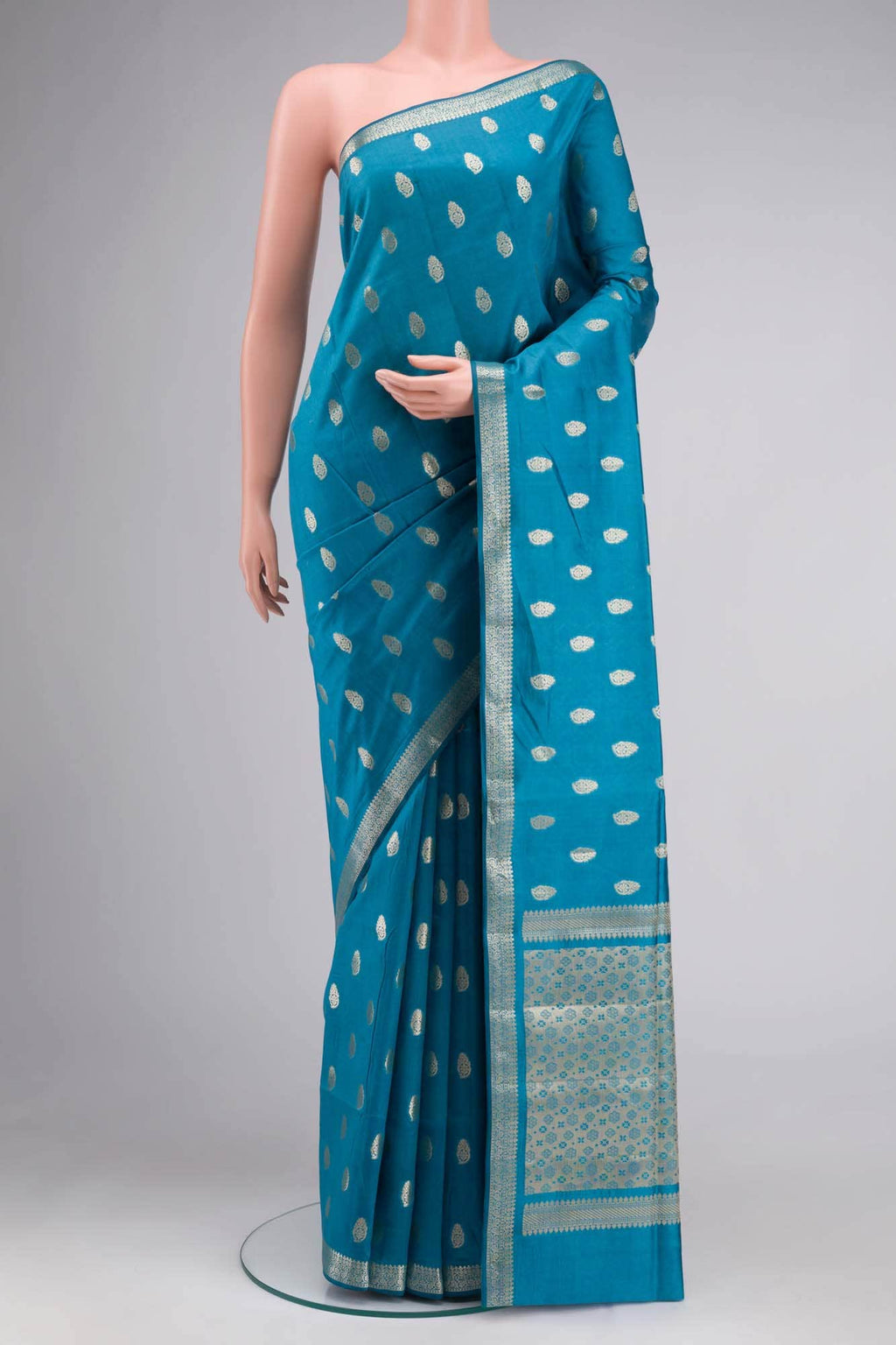 Blue Banarasi Raw Silk Saree