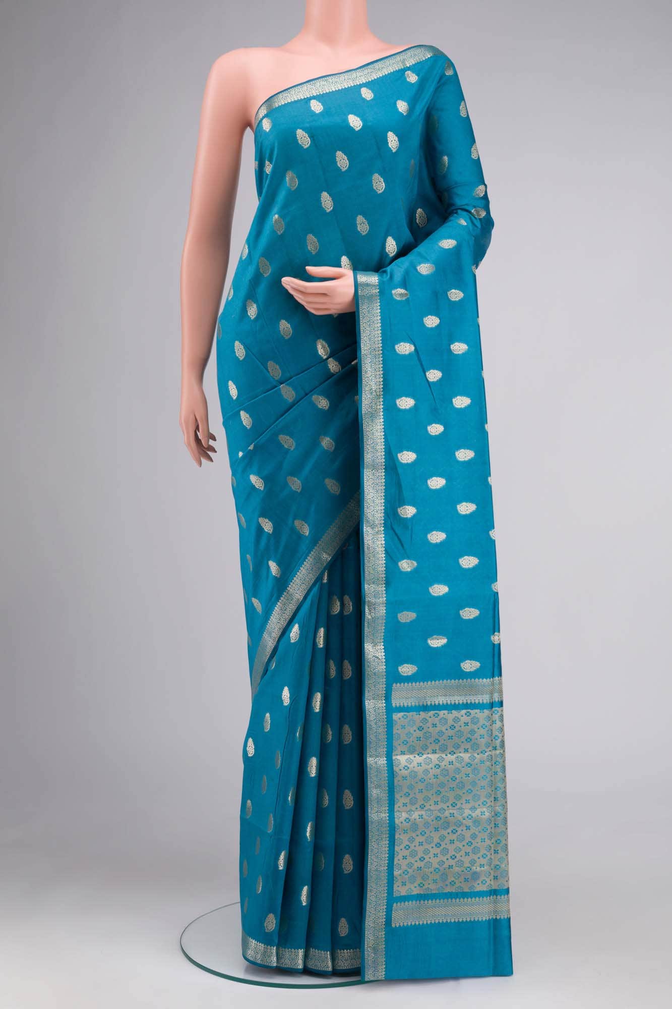 Blue Banarasi Raw Silk Saree