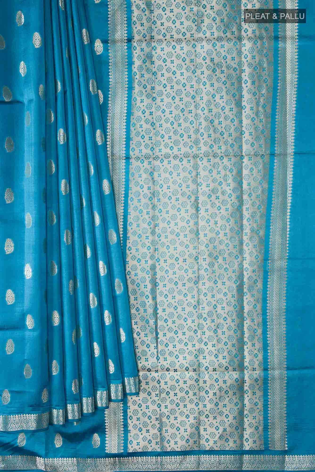 Blue Banarasi Raw Silk Saree