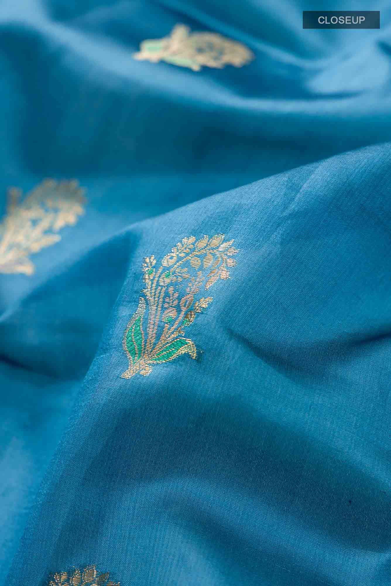 Blue Banarasi Raw Silk Saree
