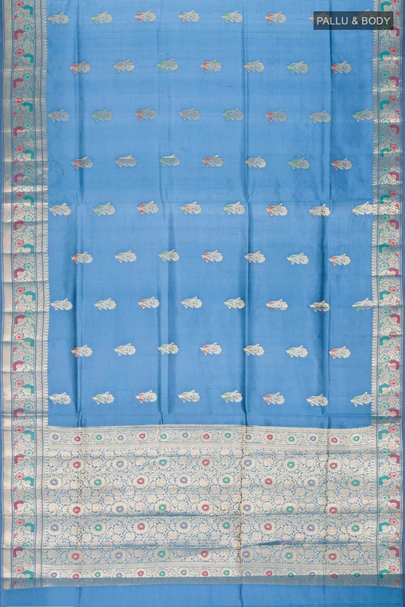 Blue Banarasi Raw Silk Saree
