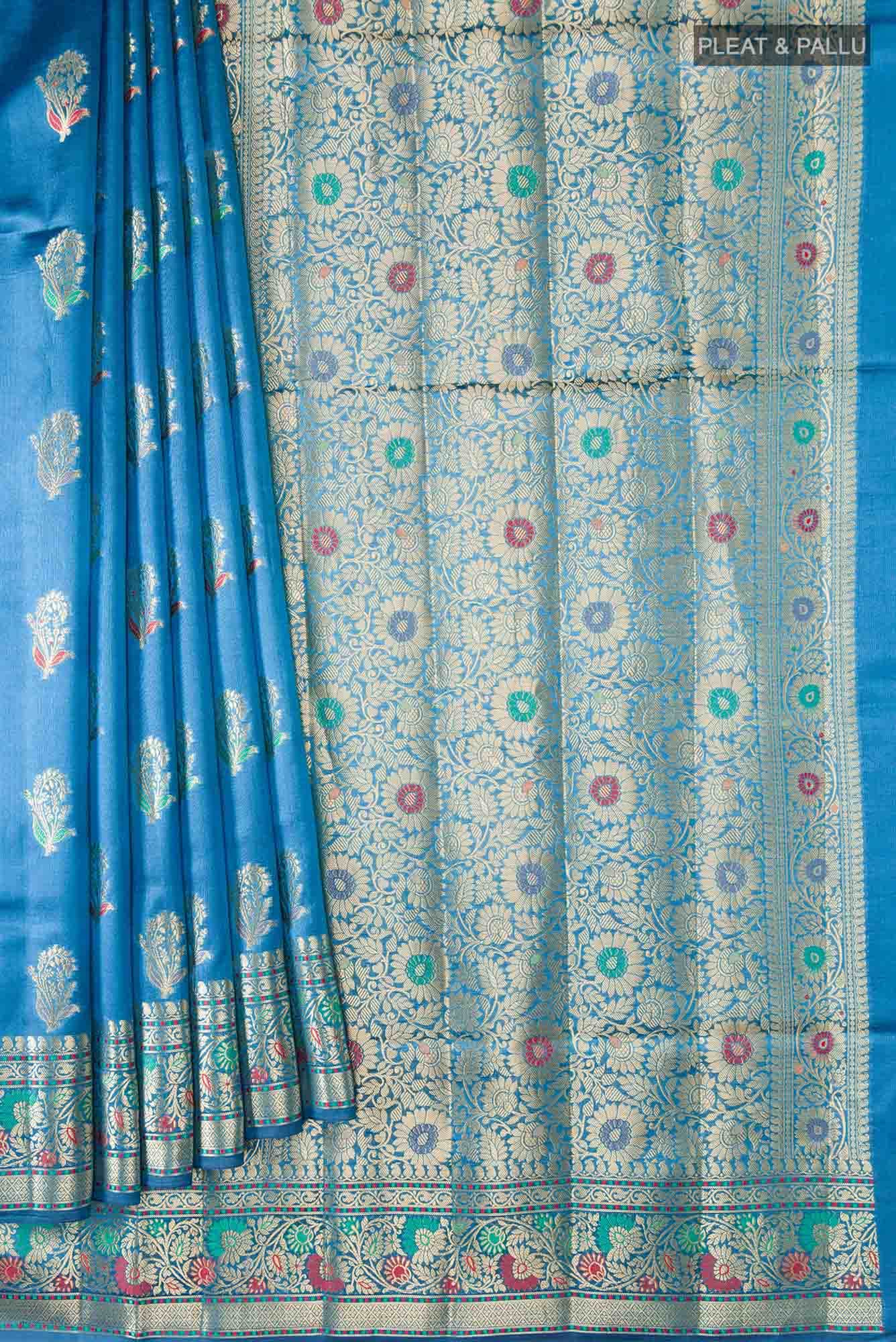 Blue Banarasi Raw Silk Saree