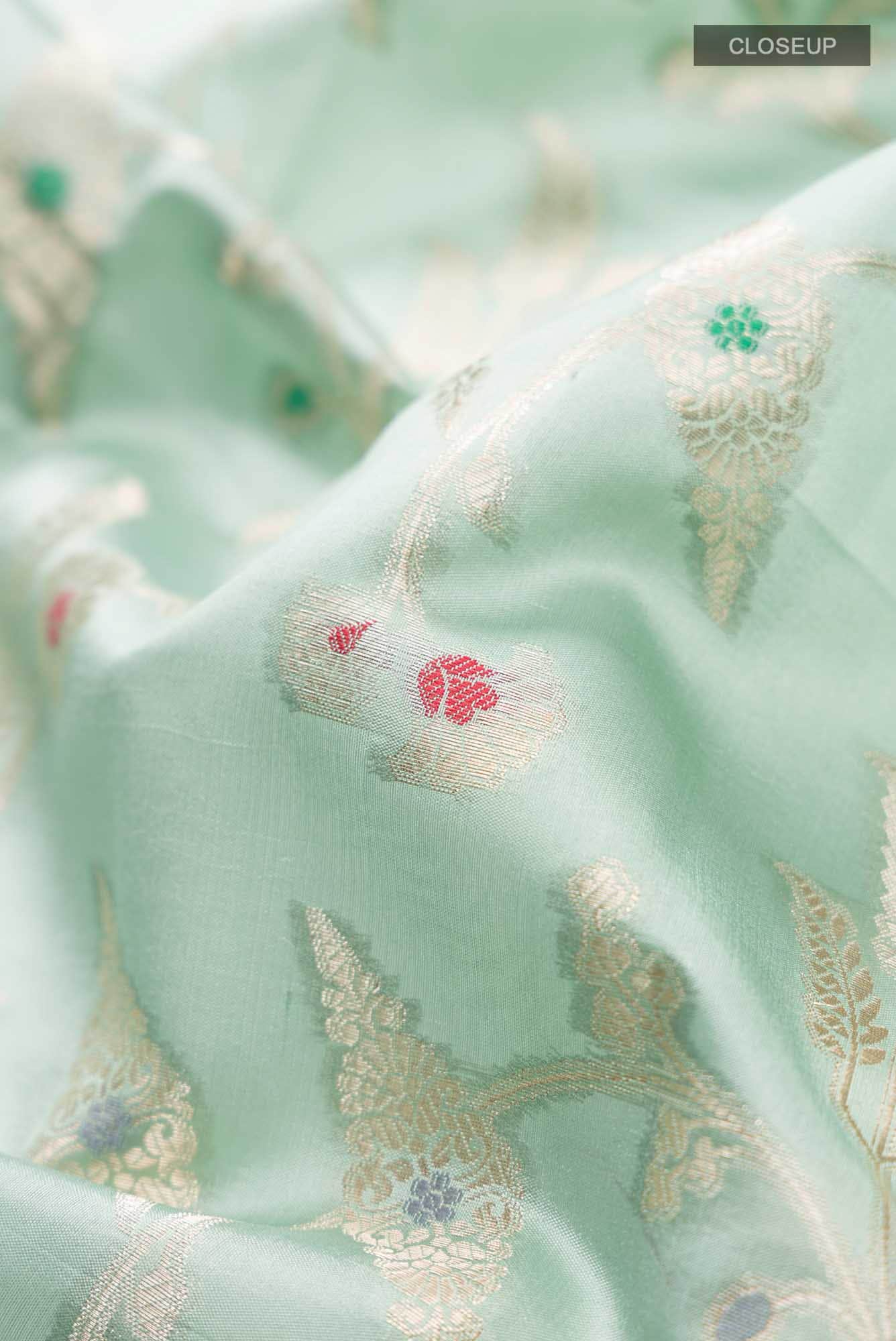 Green Banarasi Raw Silk Saree