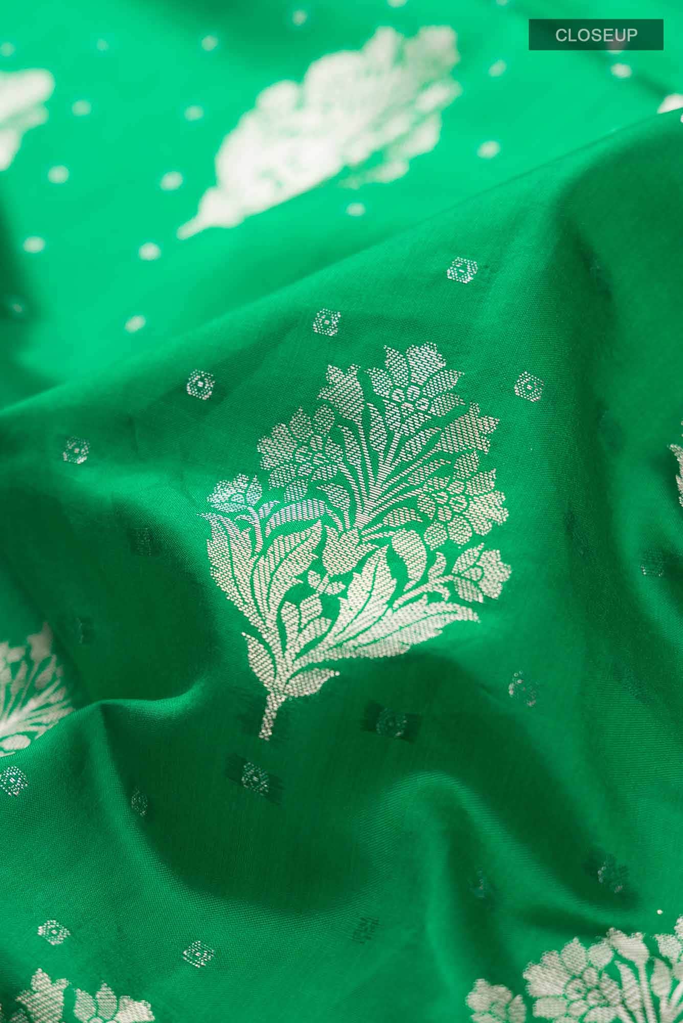 Green Banarasi Raw Silk Saree