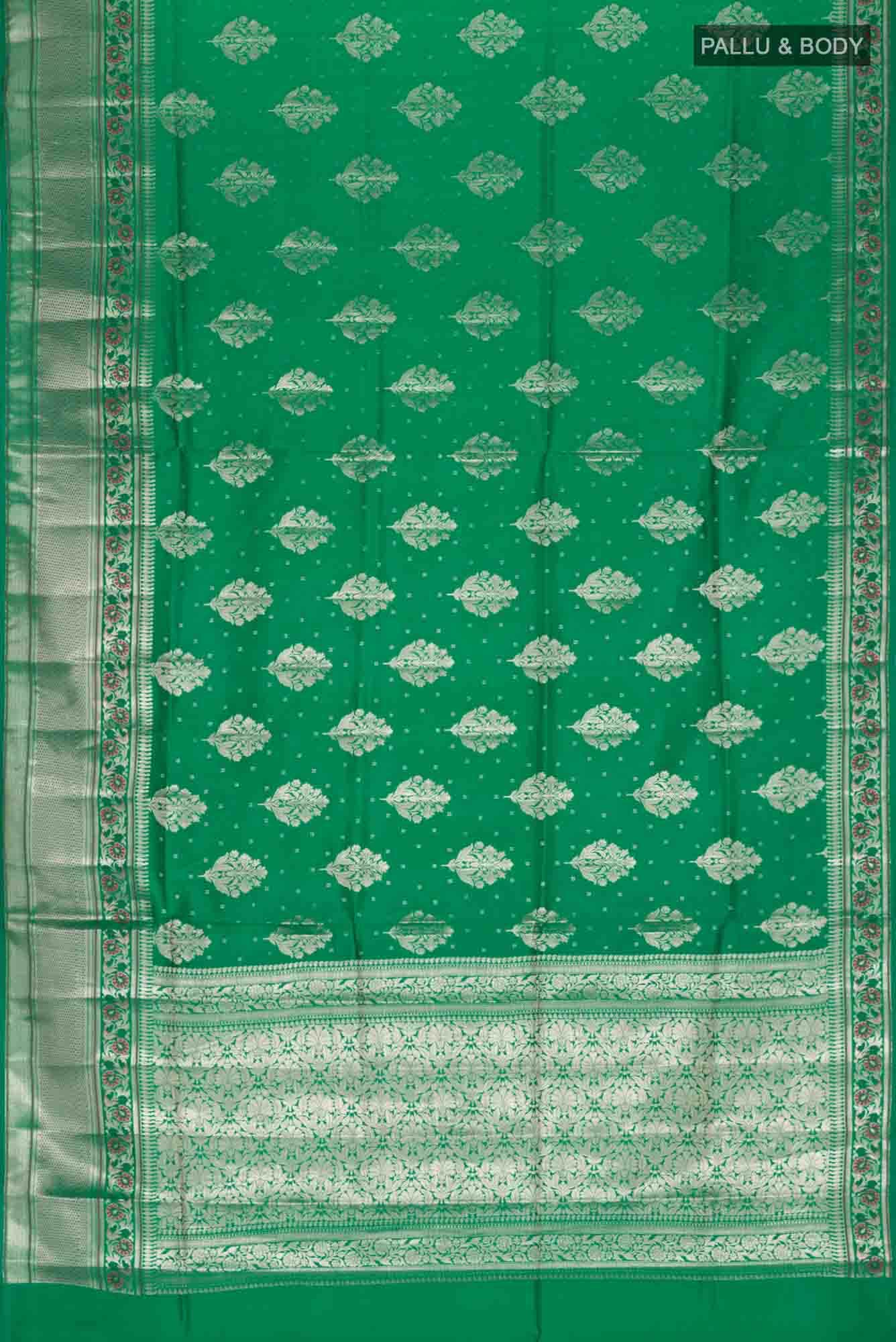 Green Banarasi Raw Silk Saree