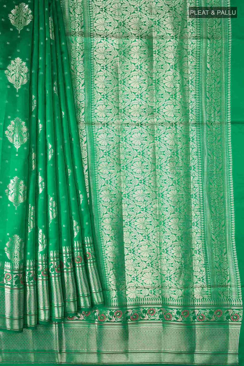 Green Banarasi Raw Silk Saree