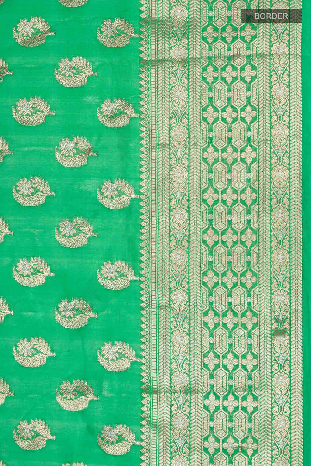 Green Banarasi Raw Silk Saree