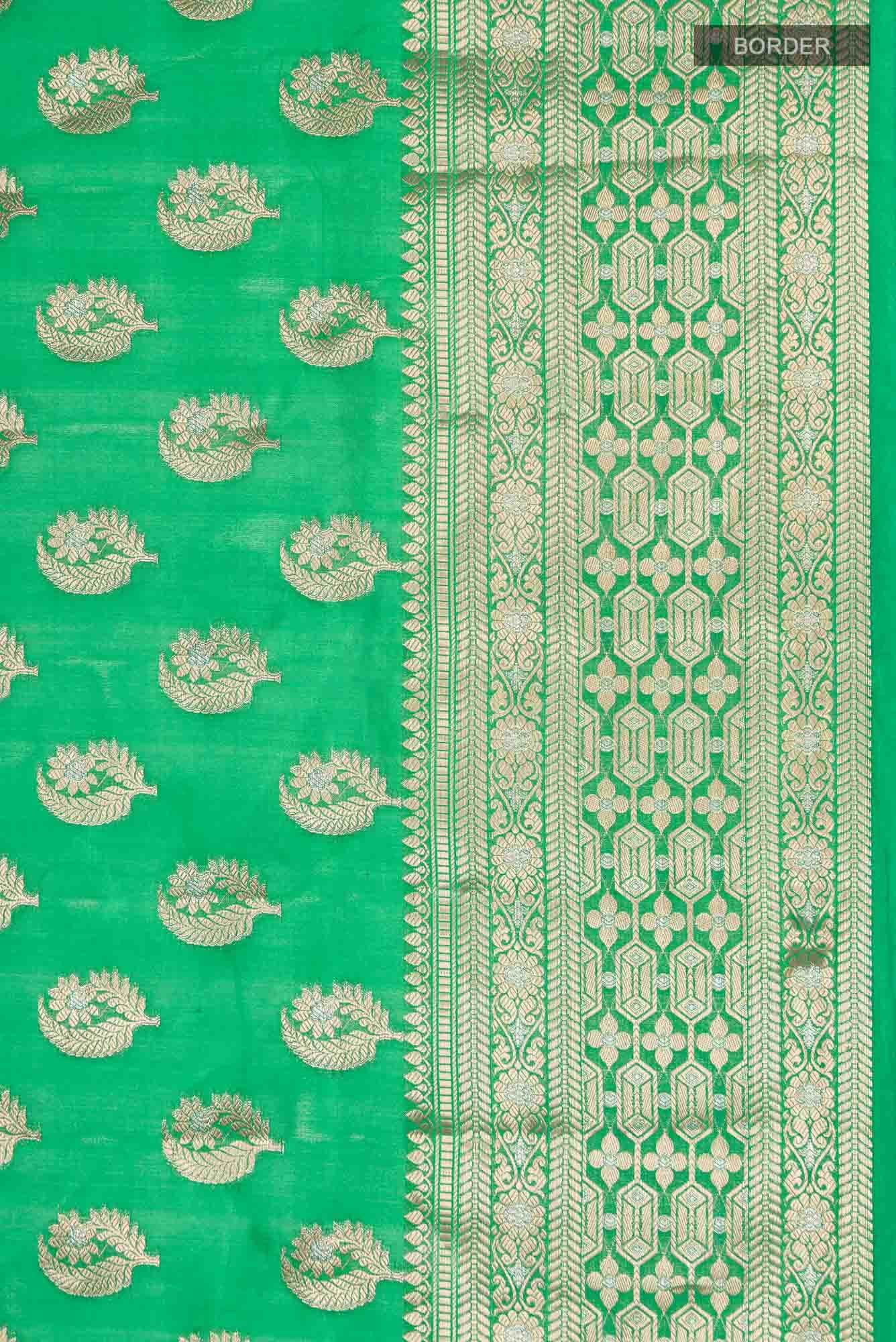 Green Banarasi Raw Silk Saree