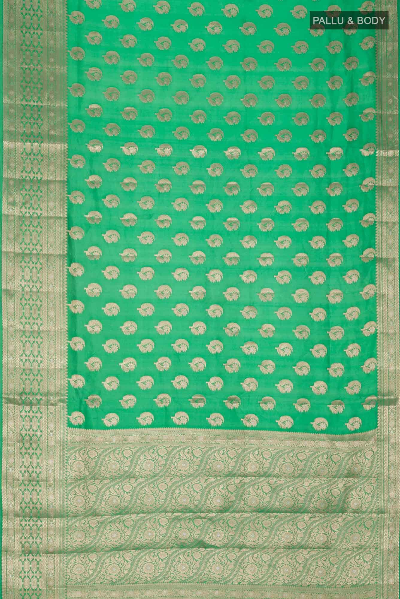 Green Banarasi Raw Silk Saree