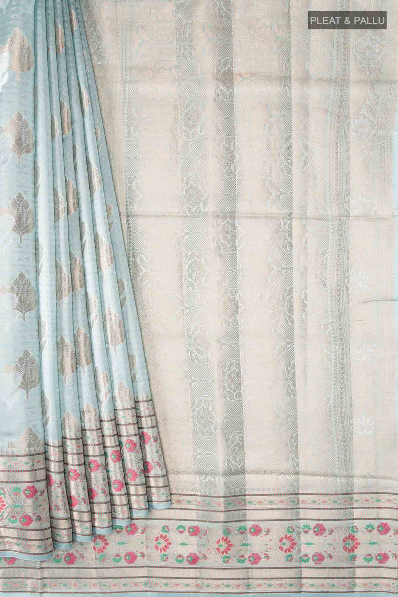 Blue Banarasi Raw Silk Saree