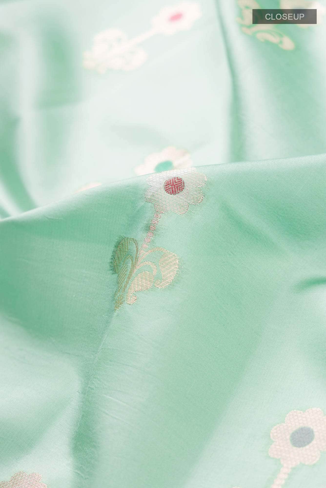 Green Banarasi Raw Silk Saree