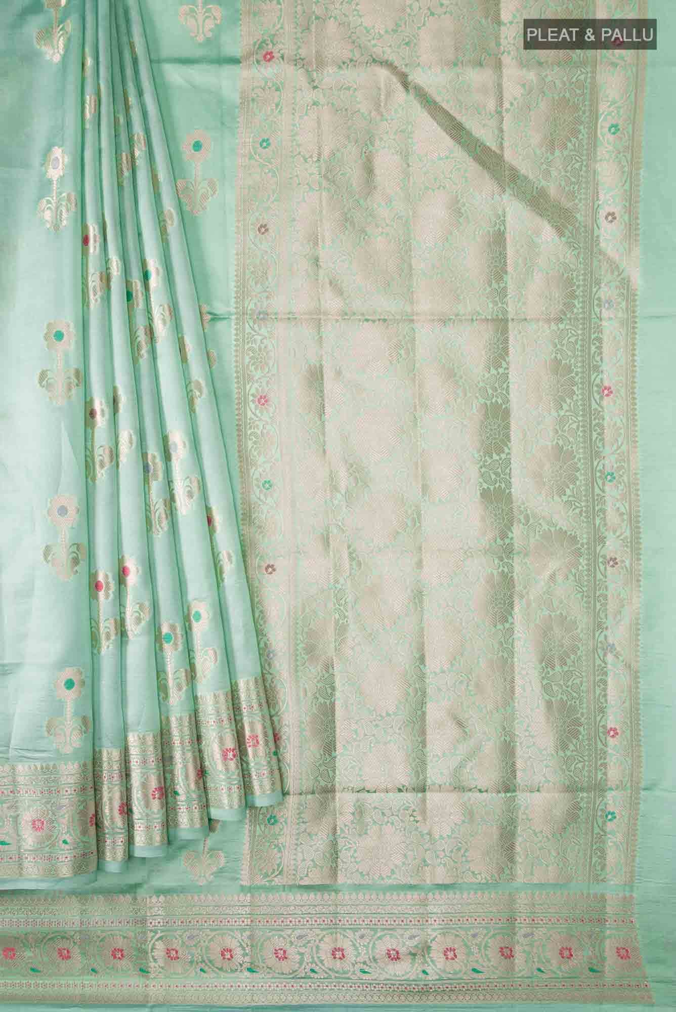 Green Banarasi Raw Silk Saree