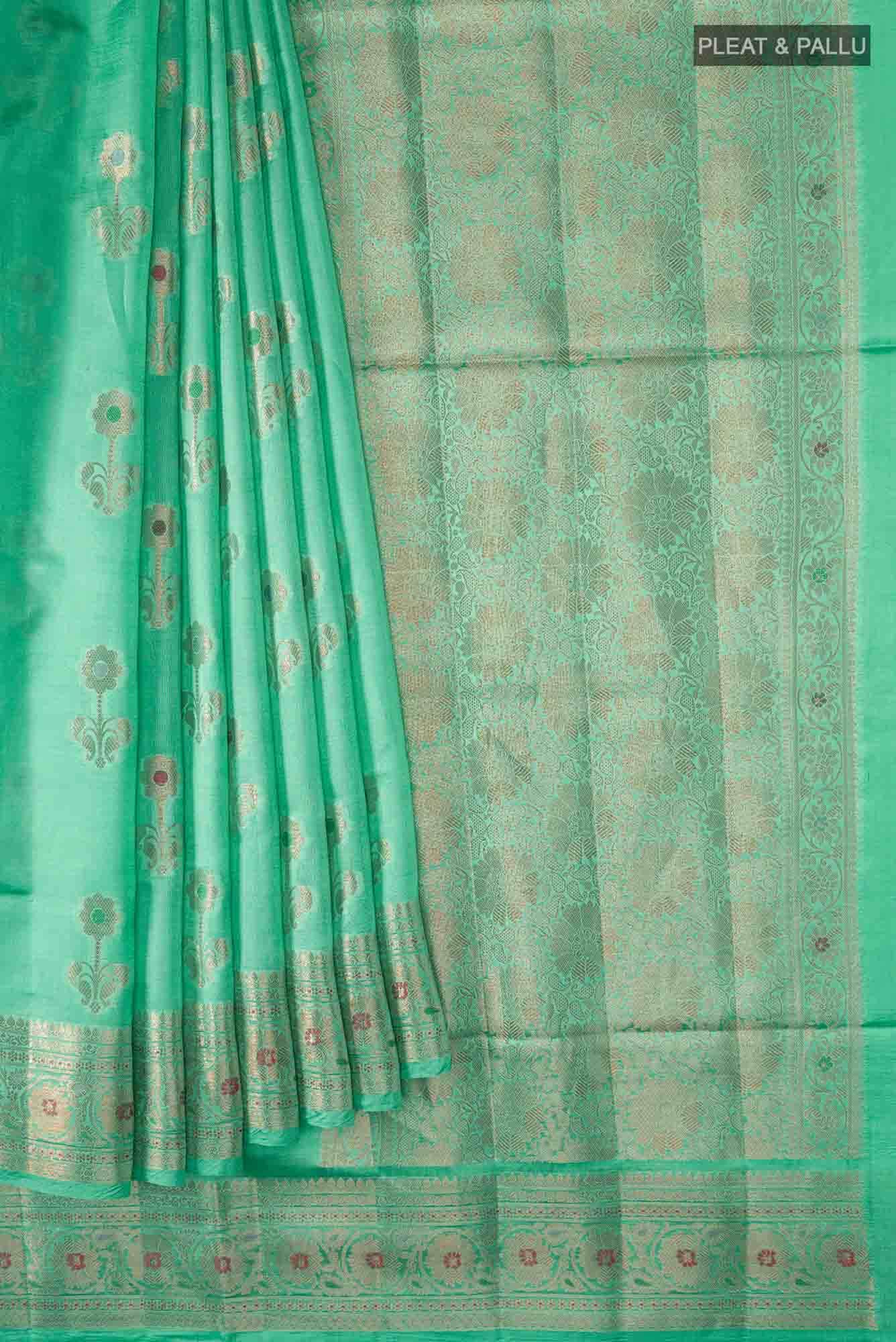 Green Banarasi Raw Silk Saree