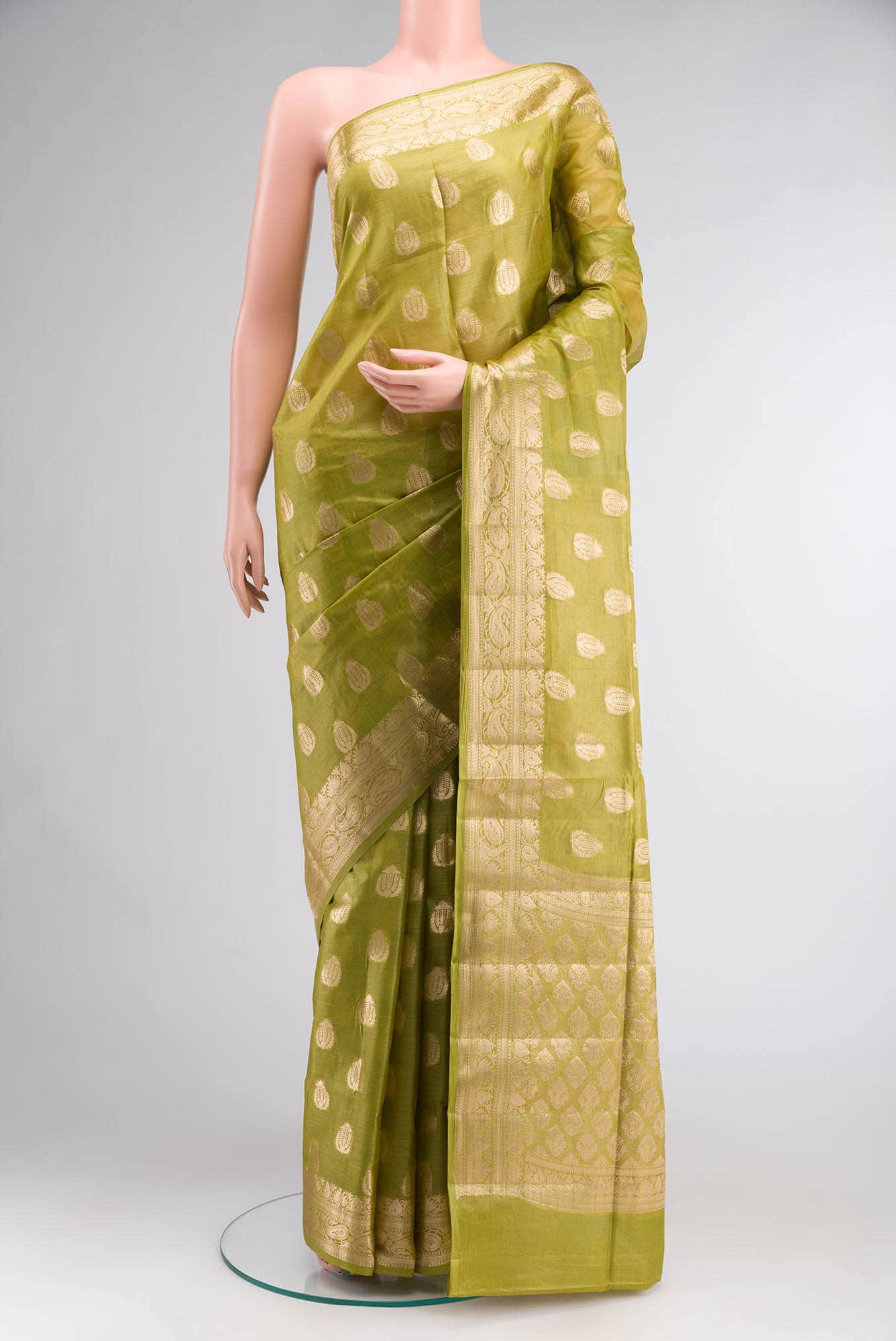 Green Banarasi Tussar Silk Saree