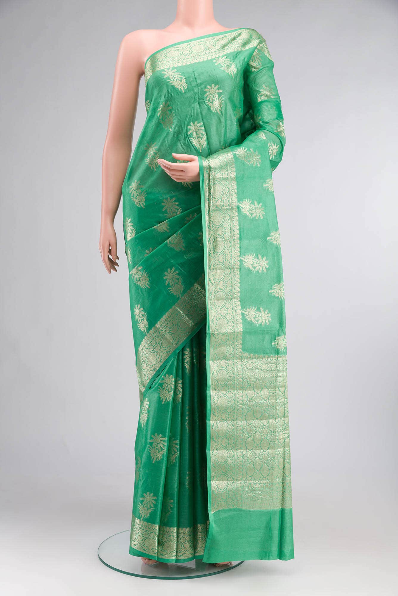 Green Banarasi Tussar Silk Saree