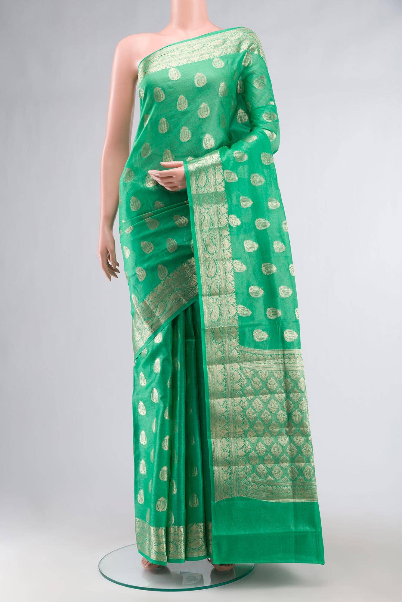 Green Banarasi Tussar Silk Saree