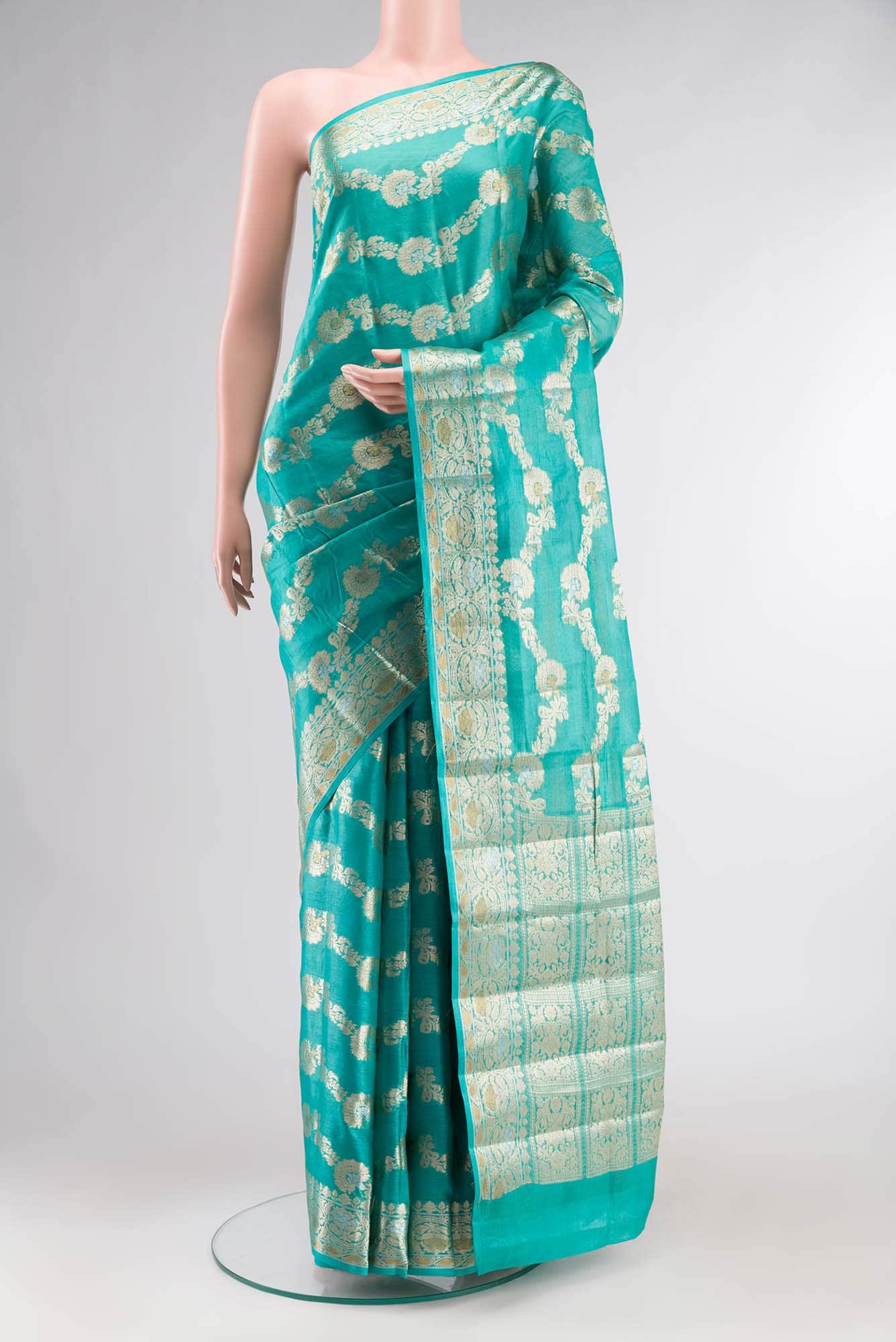 Blue Banarasi Raw Silk Saree