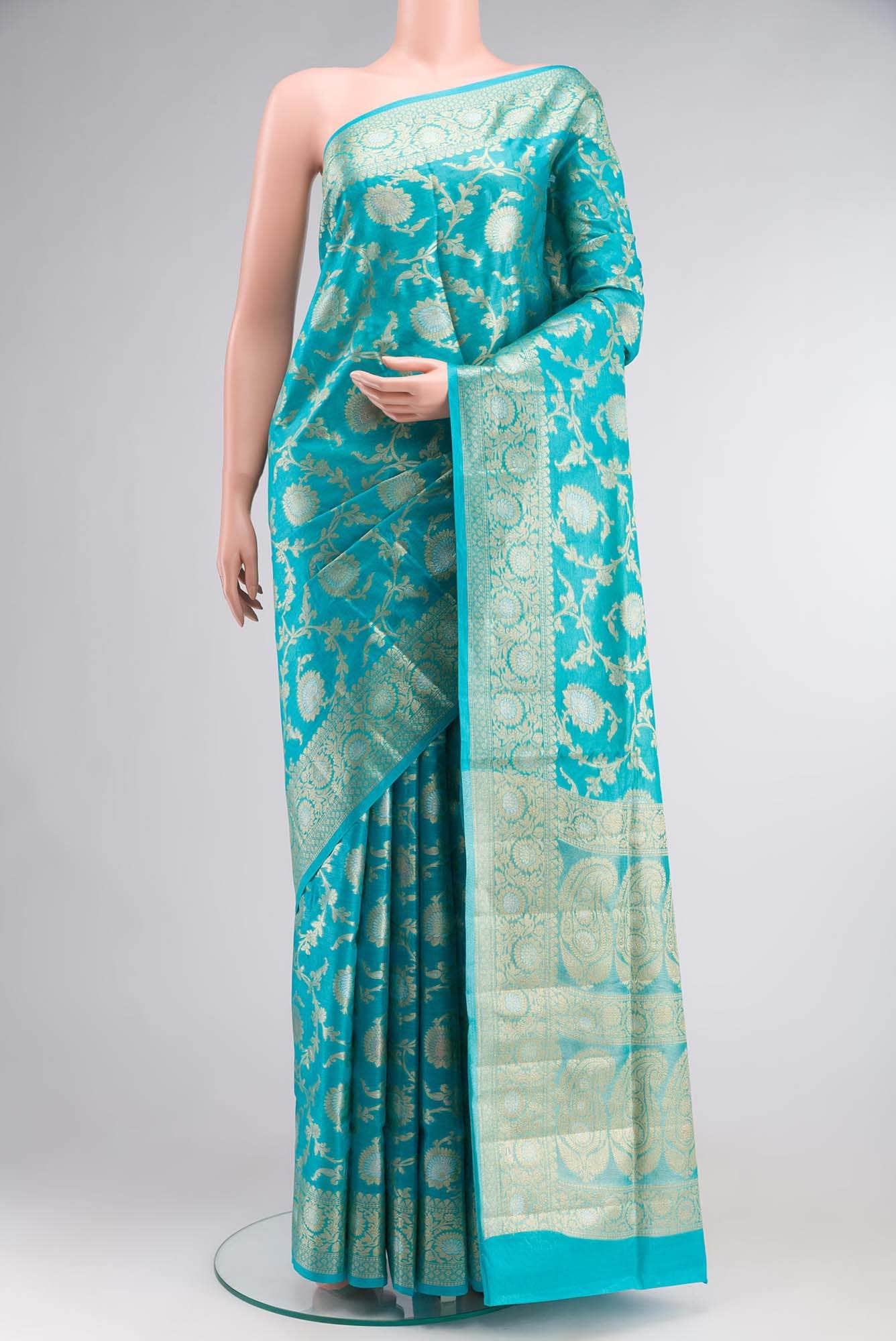 Blue Banarasi Tussar Silk Saree