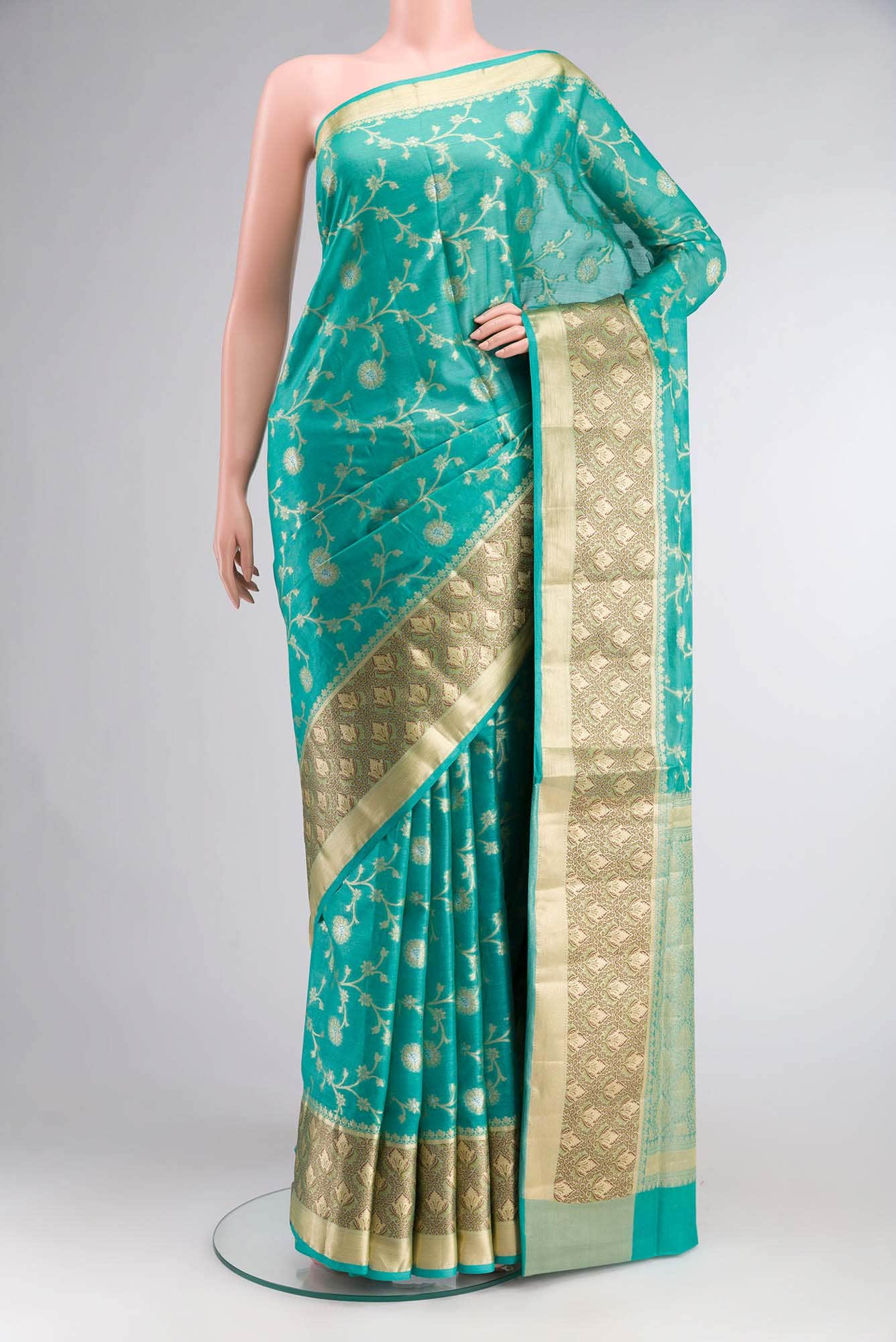 Green Banarasi Tussar Silk Saree