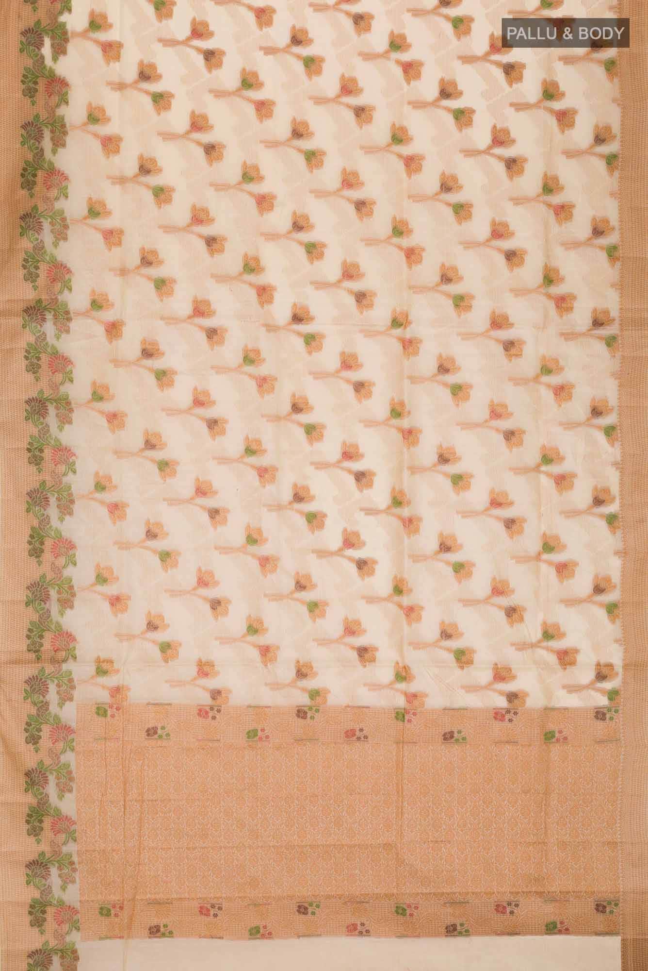 Beige Banarasi Tussar Silk Saree
