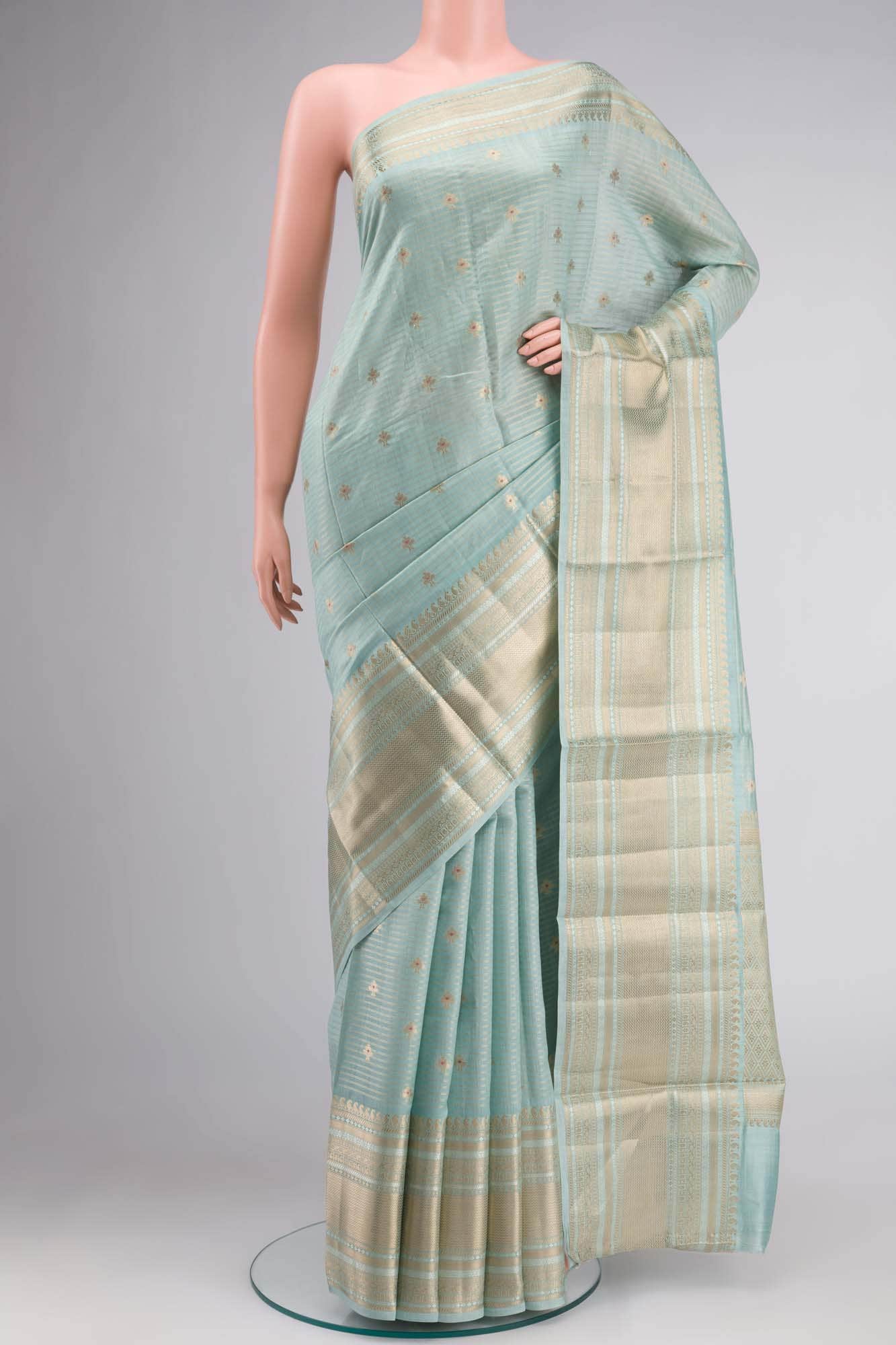 Green Banarasi Raw Silk Saree