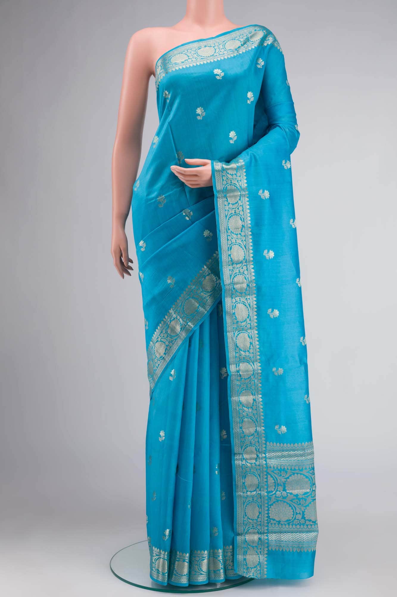 Blue Banarasi Raw Silk Saree