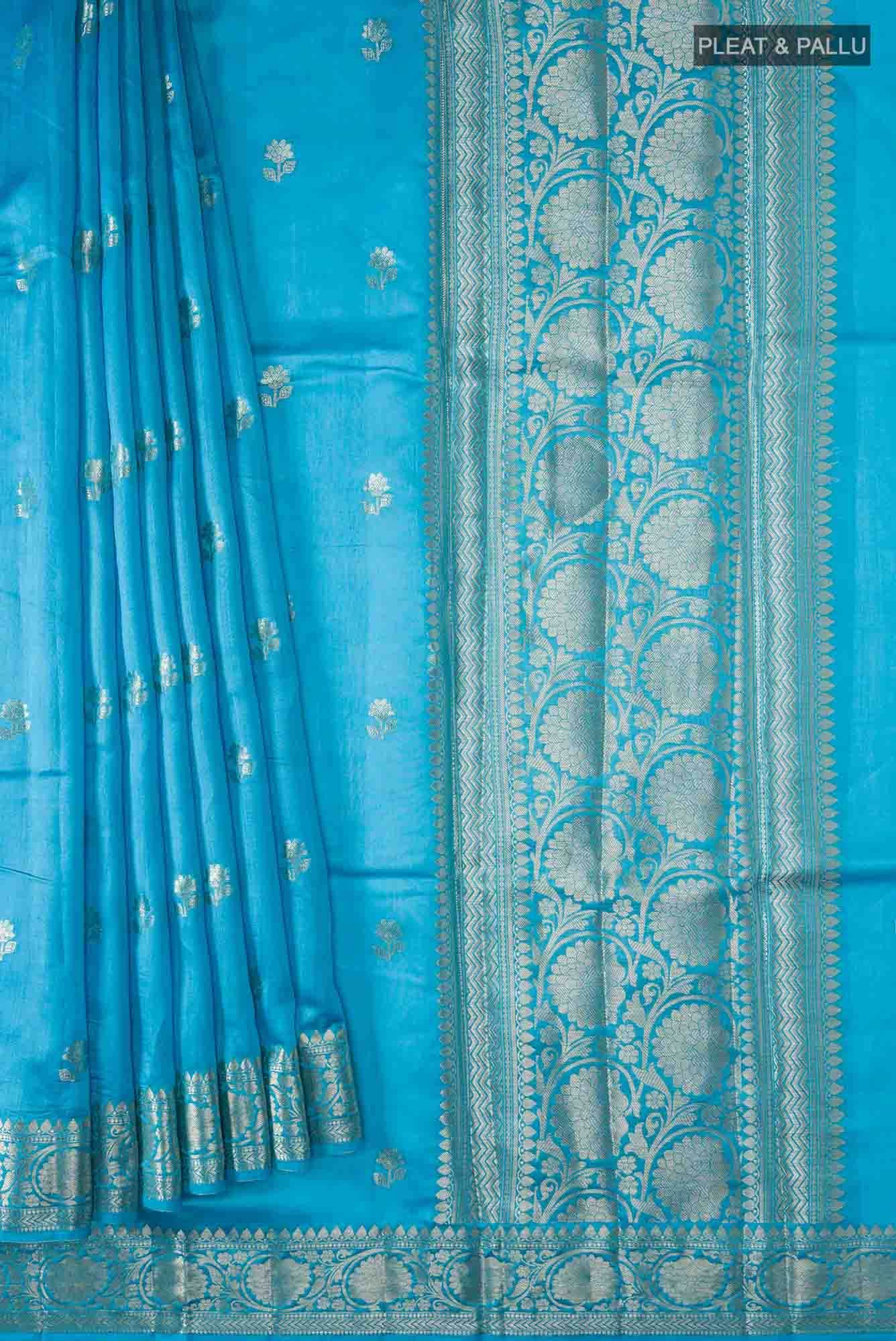 Blue Banarasi Raw Silk Saree