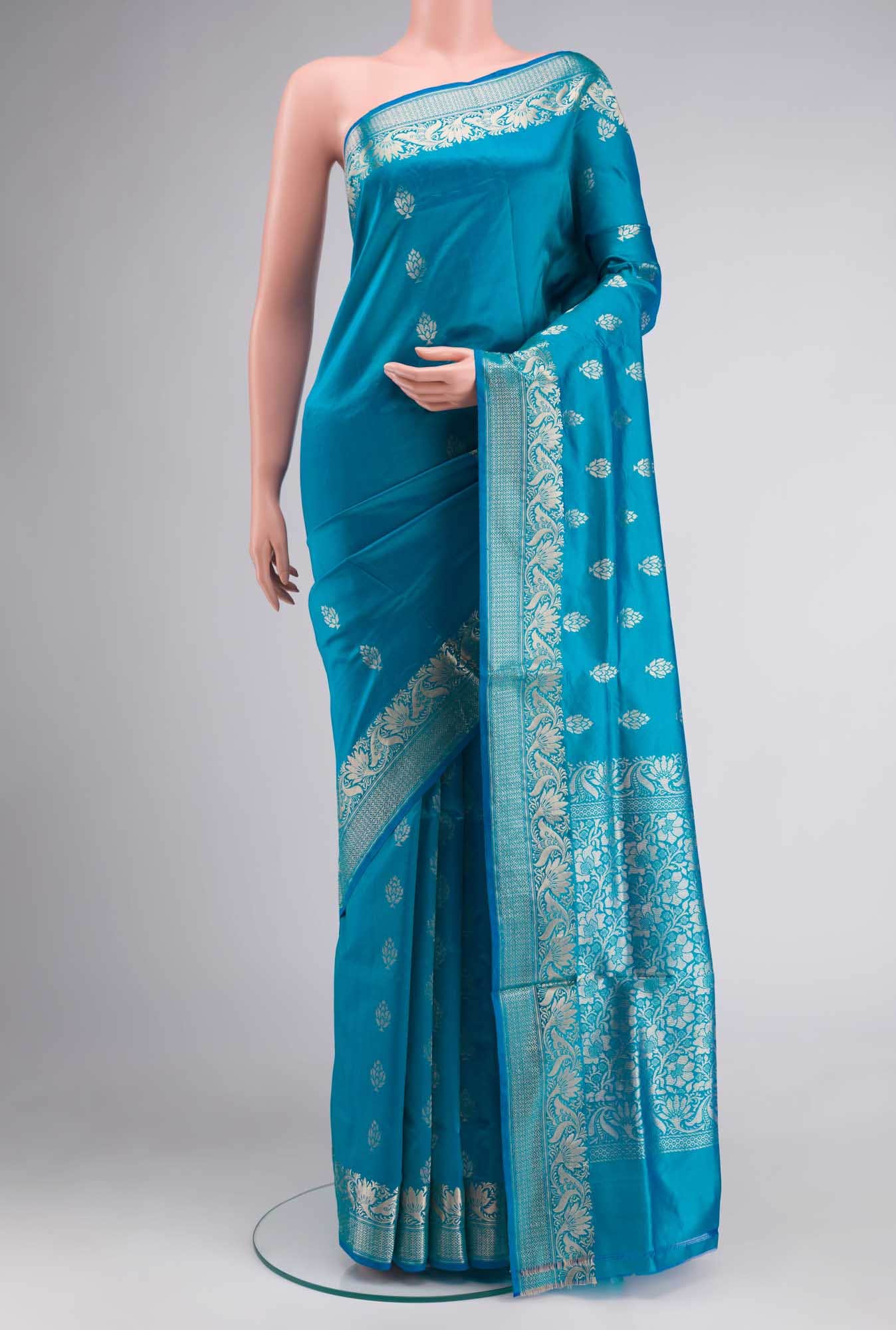 Blue Banarasi Katan Silk Saree