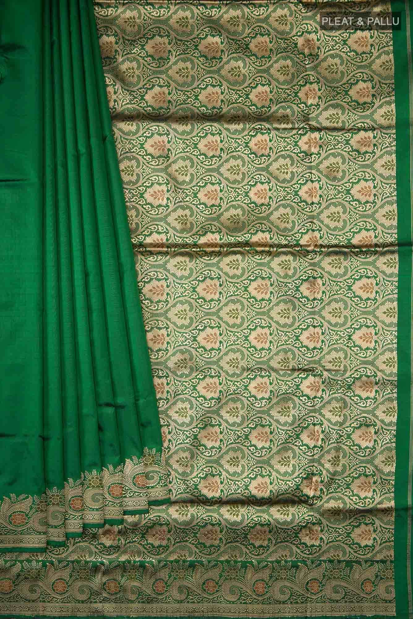 Green Banarasi Katan Silk Saree