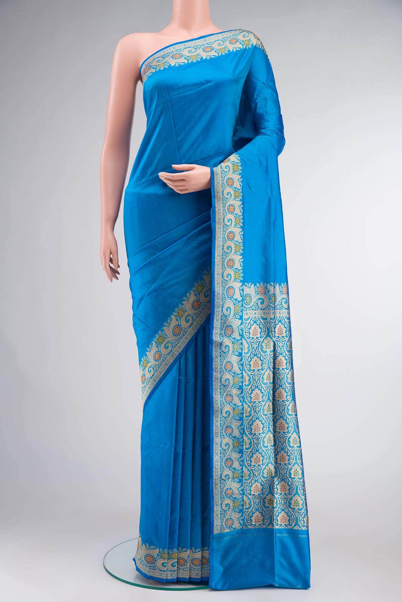 Blue Banarasi Katan Silk Saree