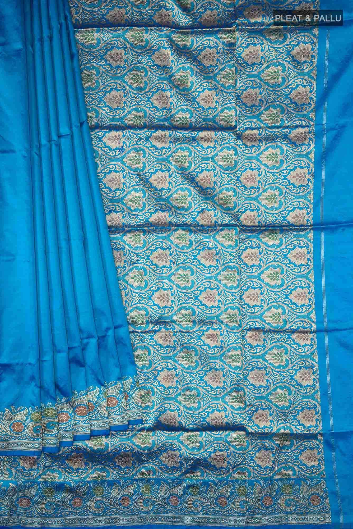 Blue Banarasi Katan Silk Saree