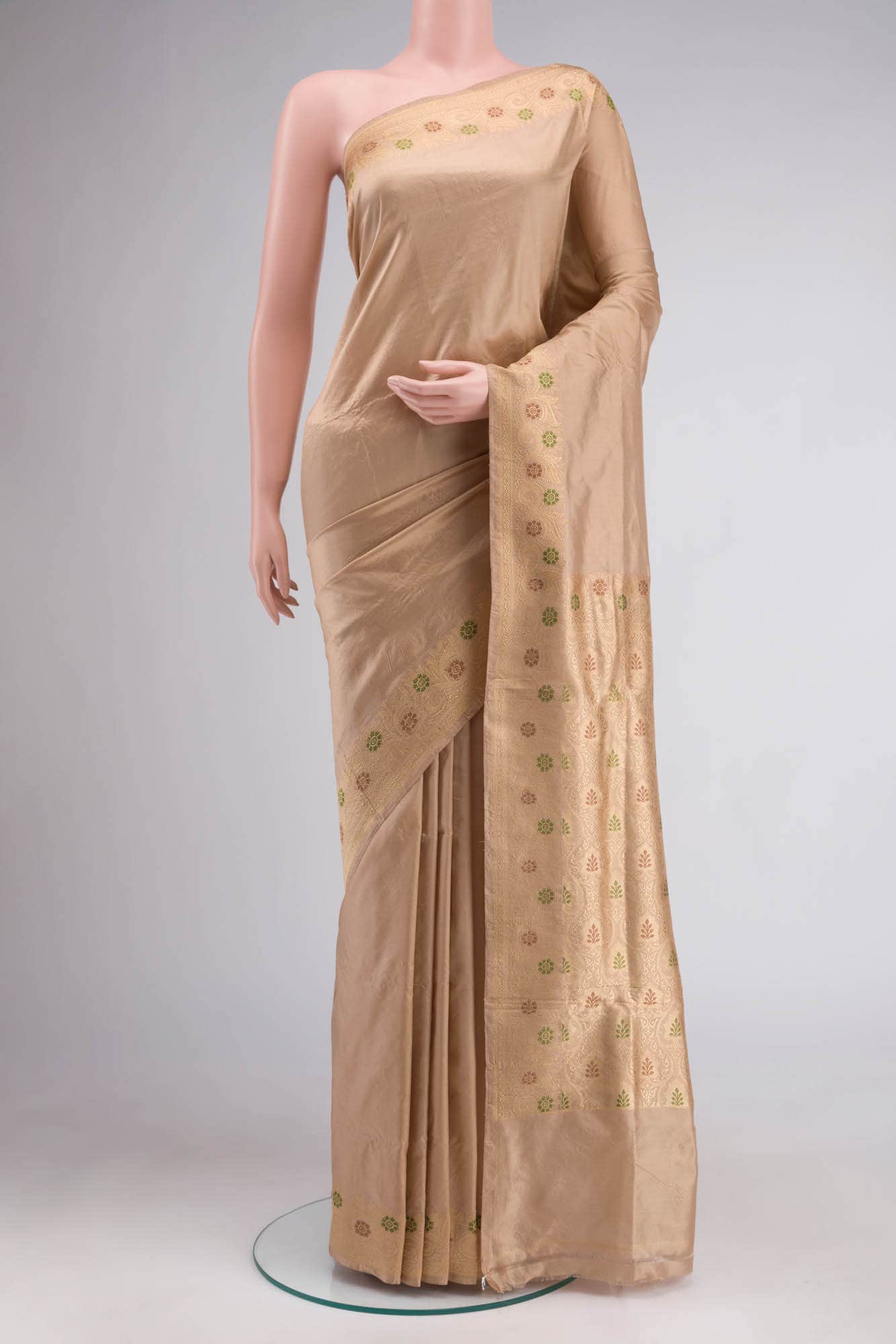 Beige Banarasi Katan Silk Saree