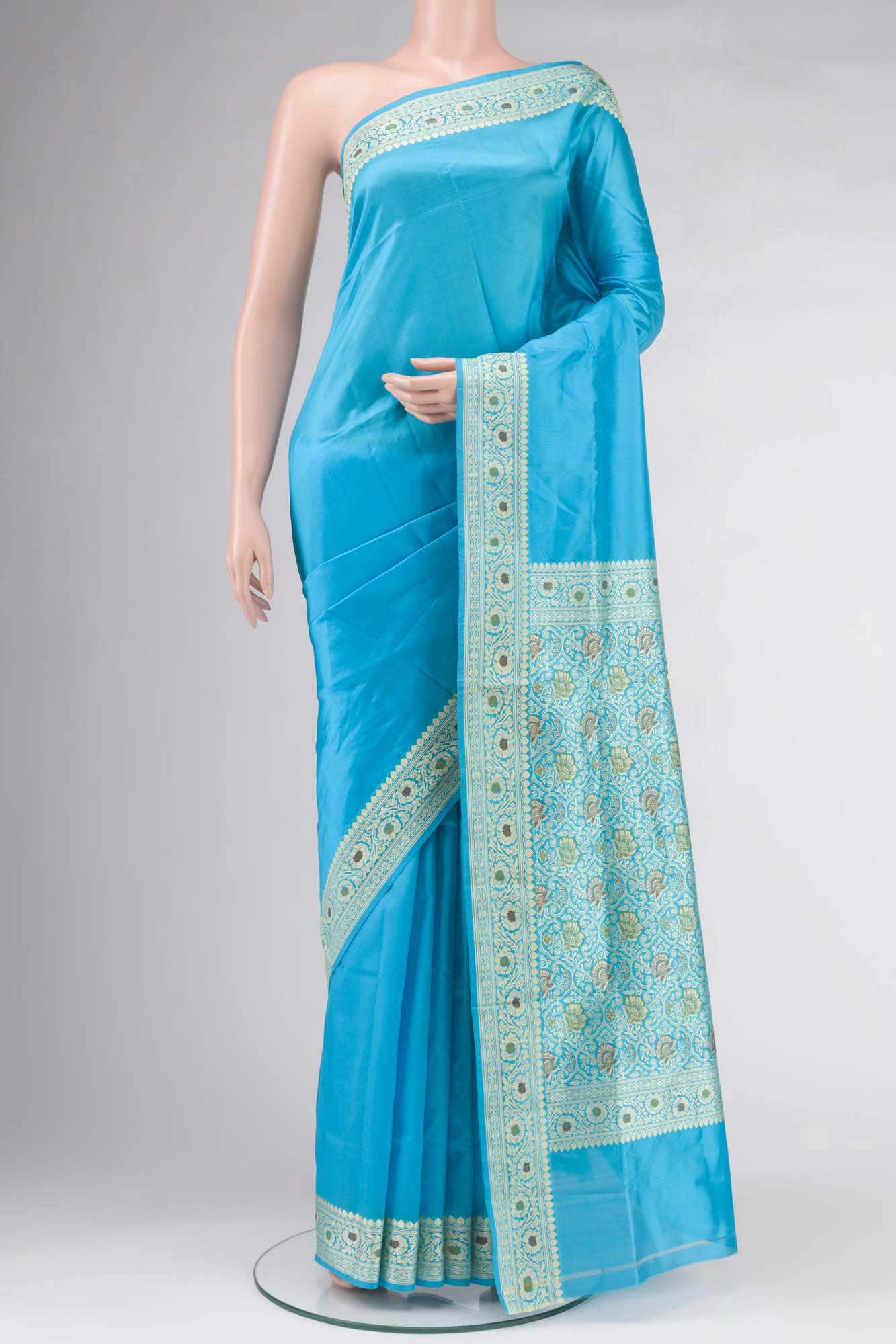 Blue Banarasi Katan Silk Saree