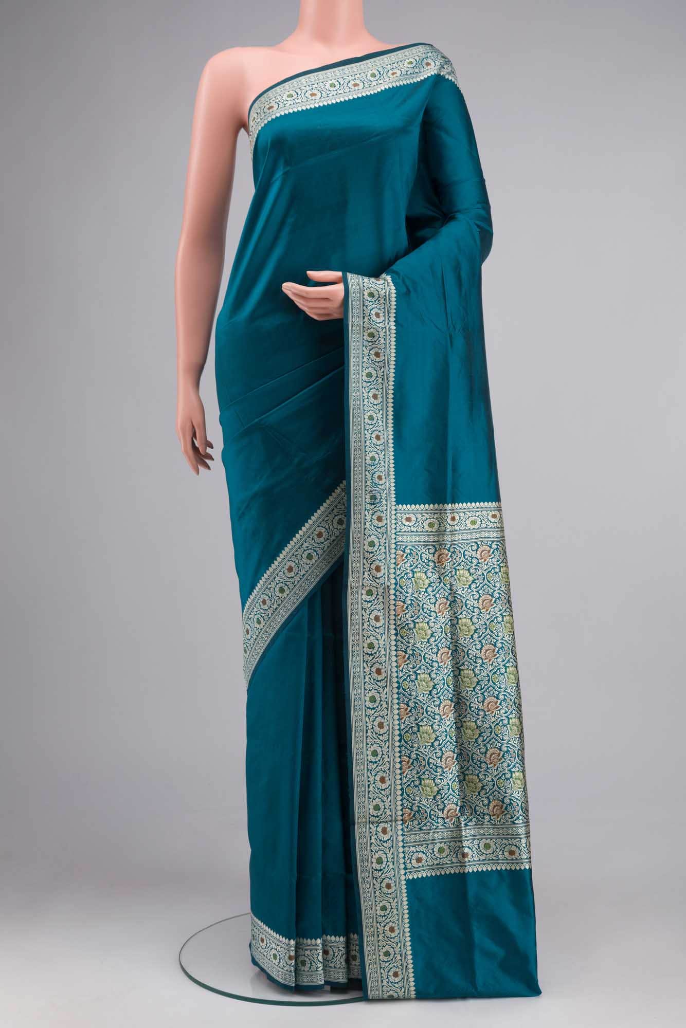 Blue Banarasi Katan Silk Saree