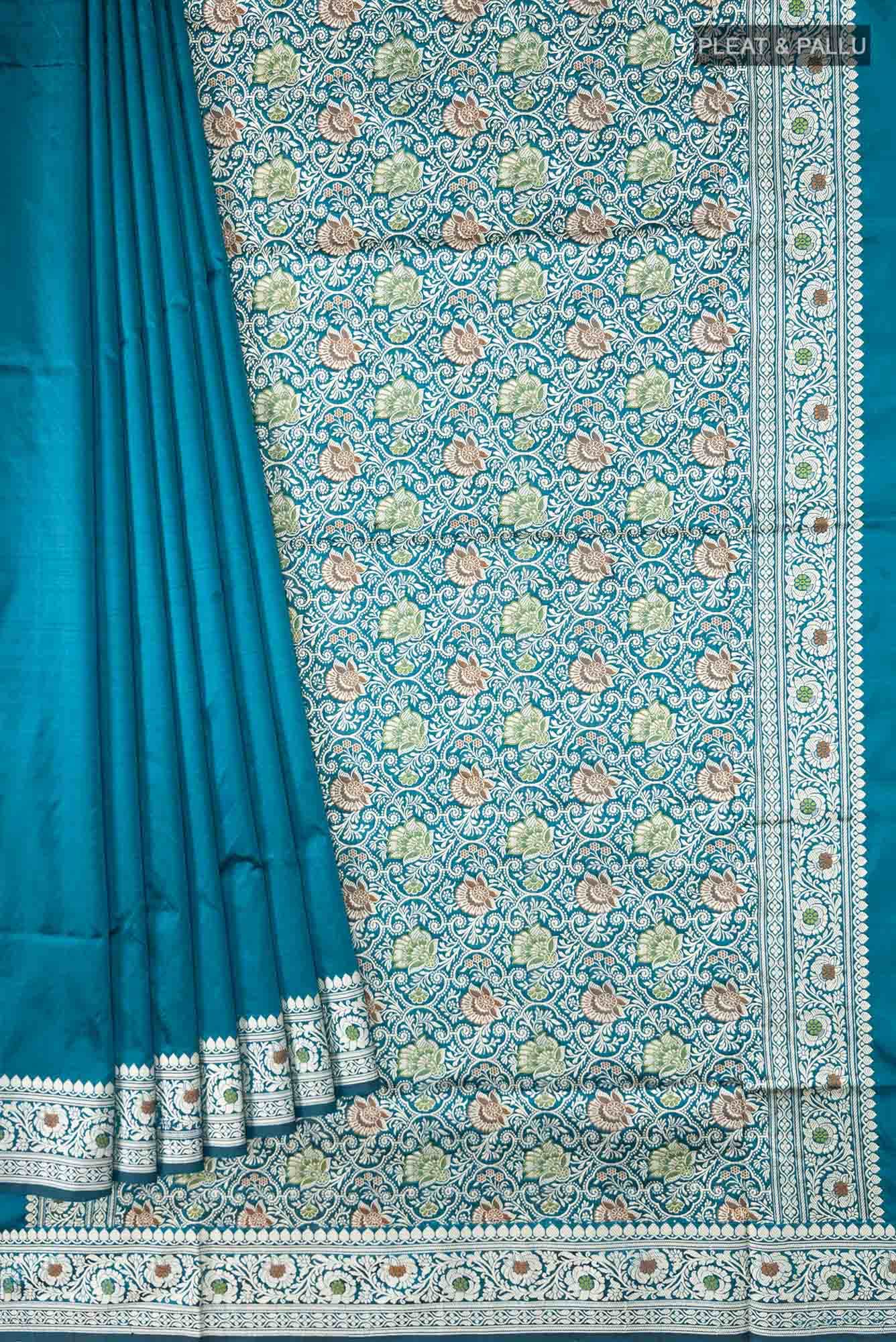Blue Banarasi Katan Silk Saree