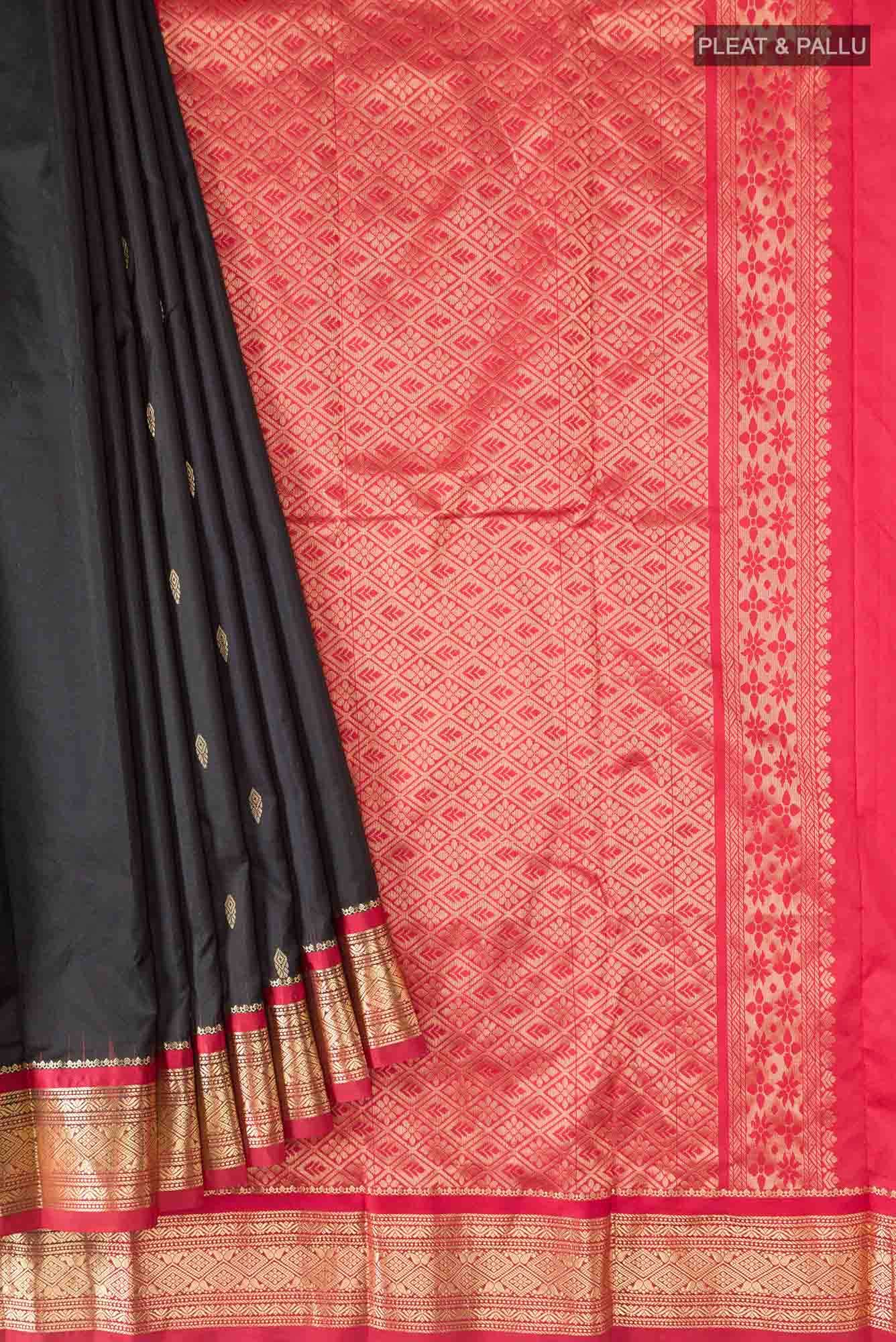 Black Bangalore Silk Saree