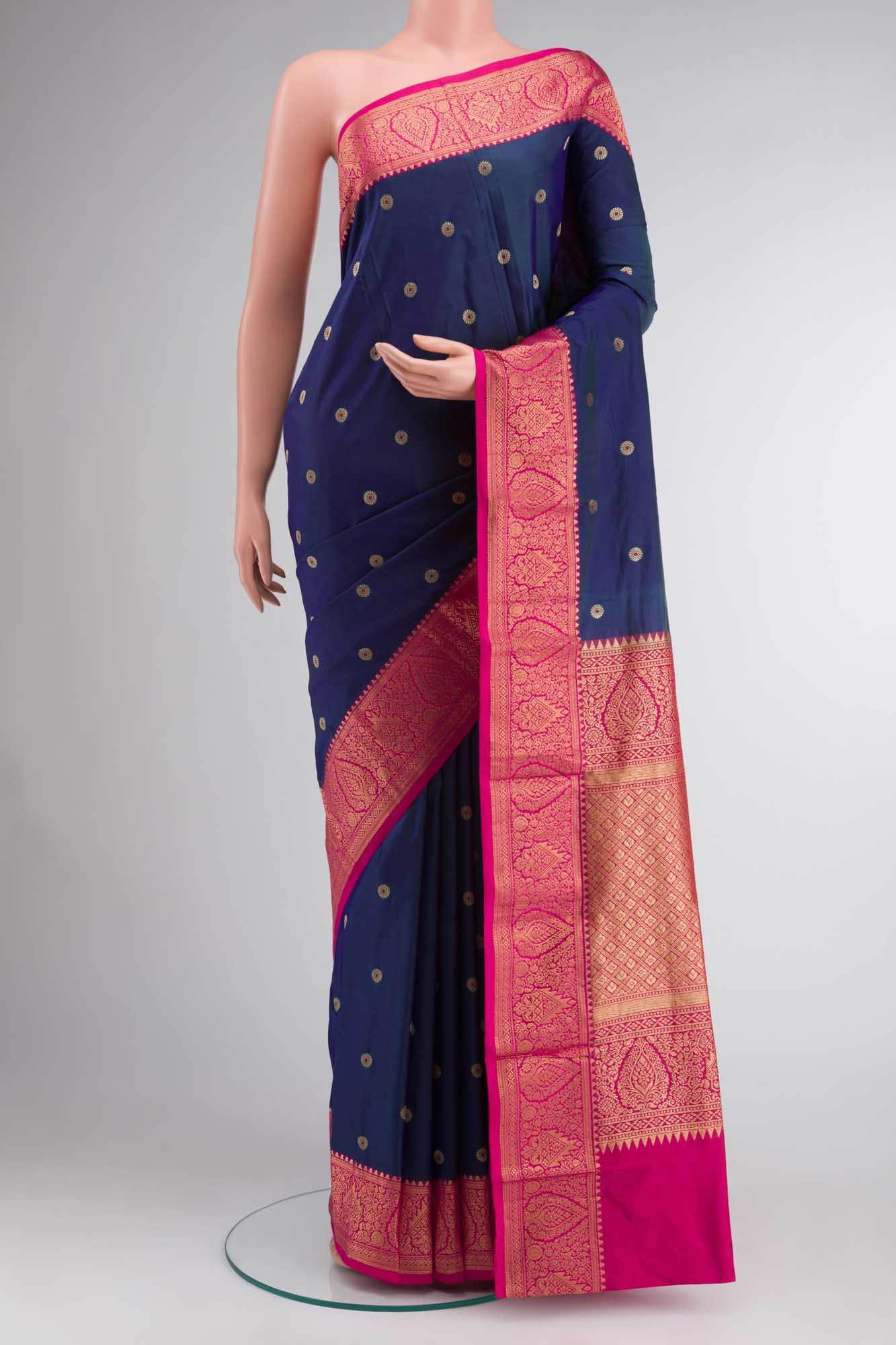 Blue Blended Bangalore Silk Saree